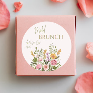 Watercolor Wildblomme Möhippa Brunch Round Labels Klistermärke