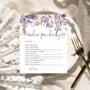 Watercolor Wildblomme Önskemål för Baby Card