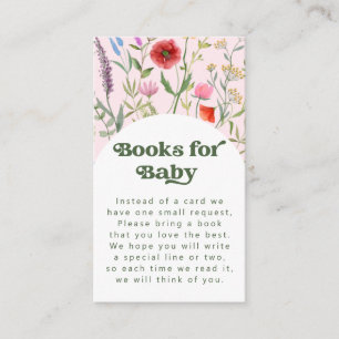 Watercolor Wildblomme Rosa Bokar för Baby Tilläggskort