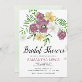 Watercolor Wildblomme Vår, sommartid, Möhippa Inbjudningar