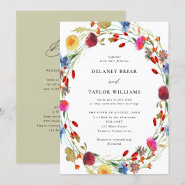 Watercolor Wildblomme Wandeall i One Bröllop Inbjudningar