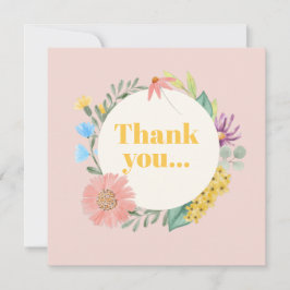 Watercolor Wildblomme Wandedräkt Första födelsedag Tack Kort