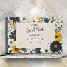 Watercolor WildblommElegant Beige Bröllop Gästböcker