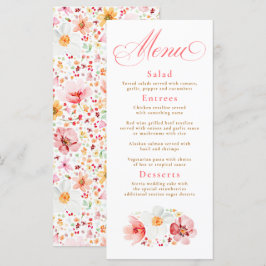 Watercolor WildblommElegant Boho Bröllop Menu Meny