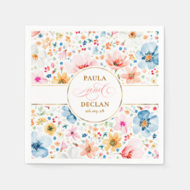 Watercolor WildblommElegant Boho Bröllop Pappersservett