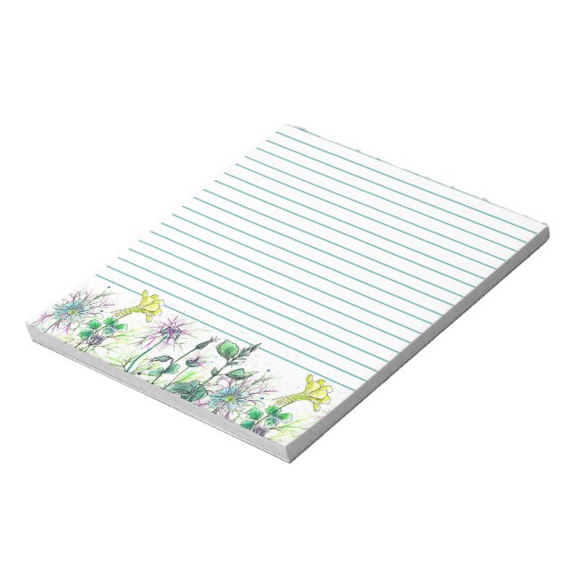 Watercolor Wildblommes Gult Columbine Botaniine Anteckningsblock (Roterad)