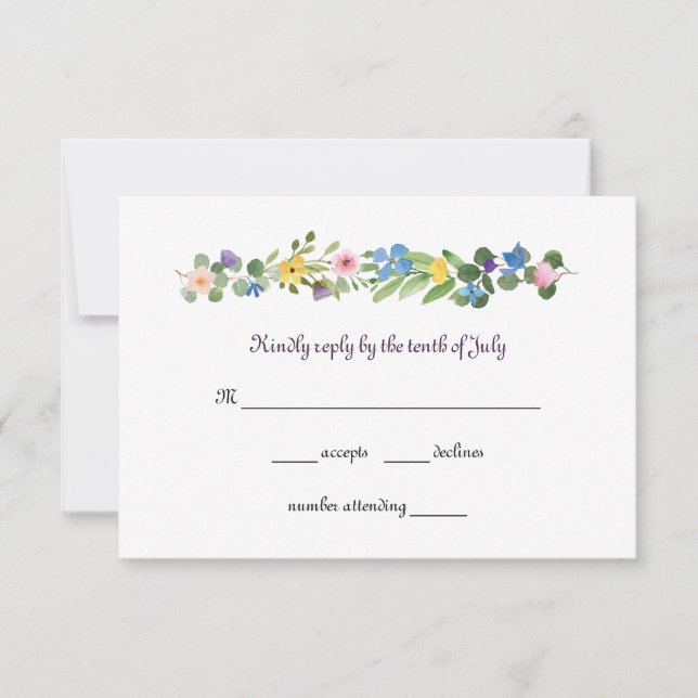 Watercolor Wildblommes OSA Responcard Kort (Framsida)
