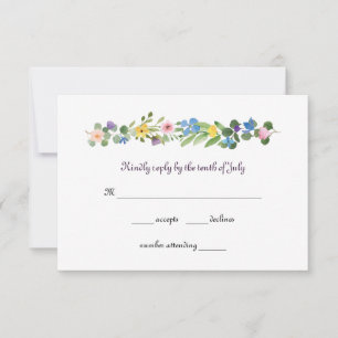 Watercolor Wildblommes OSA Responcard Kort