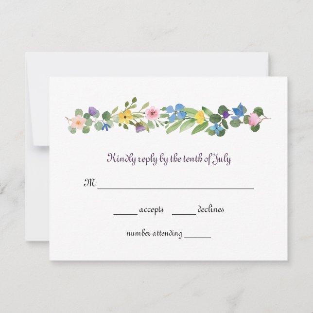 Watercolor Wildblommes OSA Responcard Kort (Framsida)