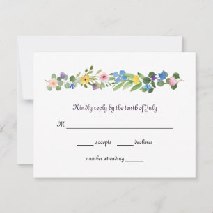 Watercolor Wildblommes OSA Responcard Kort