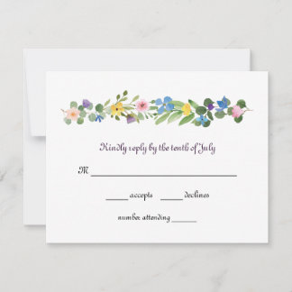 Watercolor Wildblommes OSA Responcard Kort