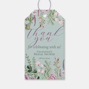 Watercolor WildblommLila blommor Tack Presentetikett