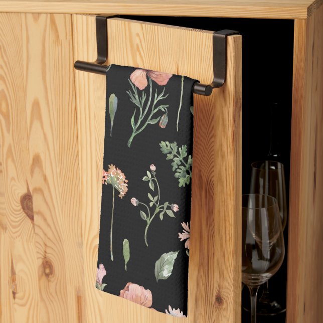 Watercolor WildblommMönster Kökshandduk (Thirds Fold)