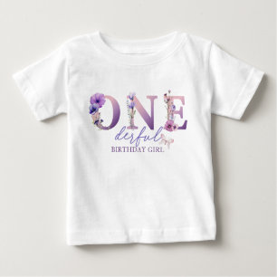 Watercolor Wildblommo Onederful Birthday Girl T Shirt