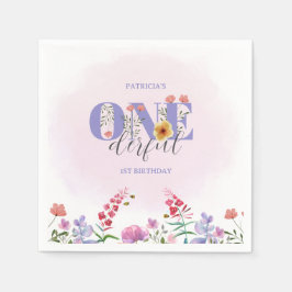 Watercolor Wildblommo Onederful Vår Birthday Pappersservett