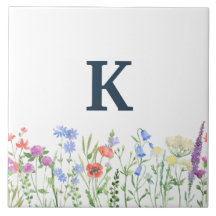 Watercolor Wildblommonogram