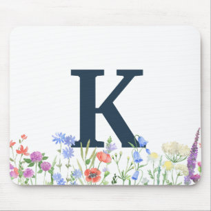 Watercolor Wildblommonogram Musmatta