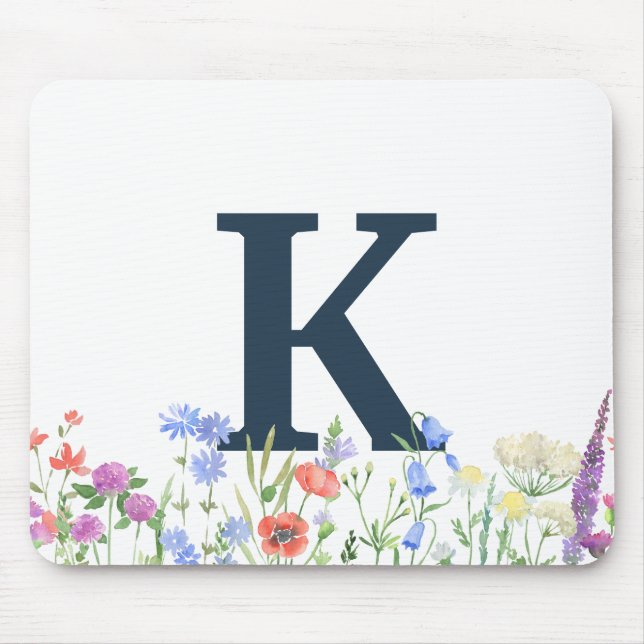 Watercolor Wildblommonogram Musmatta (Framsidan)