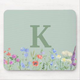 Watercolor Wildblommonogram Musmatta