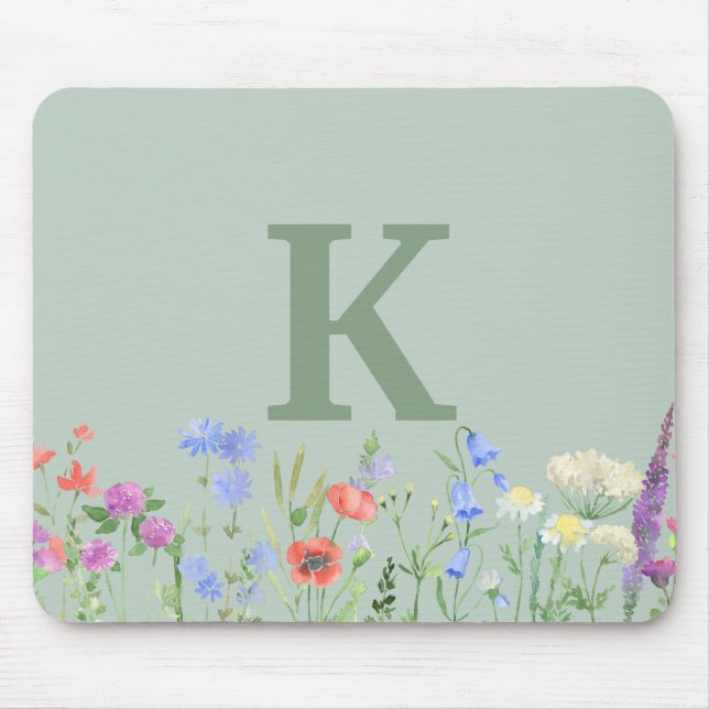 Watercolor Wildblommonogram Musmatta (Framsidan)