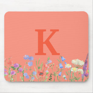 Watercolor Wildblommonogram Musmatta