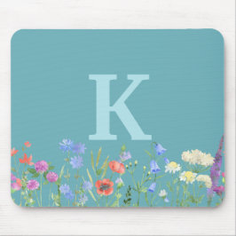Watercolor Wildblommonogram Musmatta