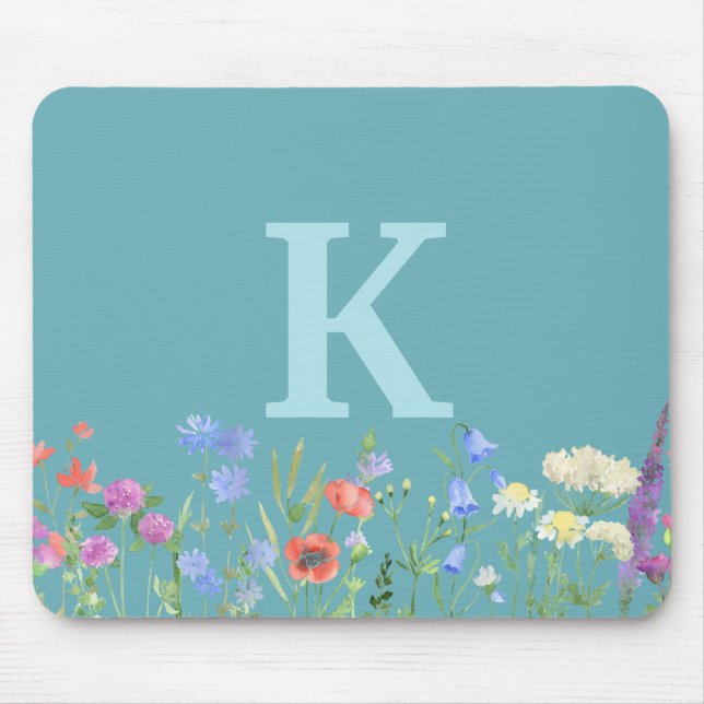 Watercolor Wildblommonogram Musmatta (Framsidan)