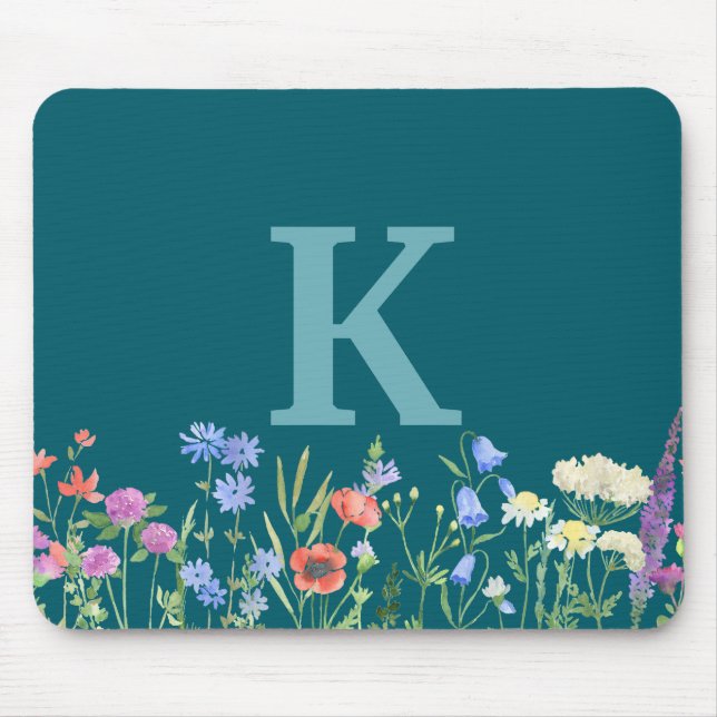 Watercolor Wildblommonogram Musmatta (Framsidan)
