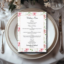 Watercolor Wildblommor 5x7''Bröllop Menu