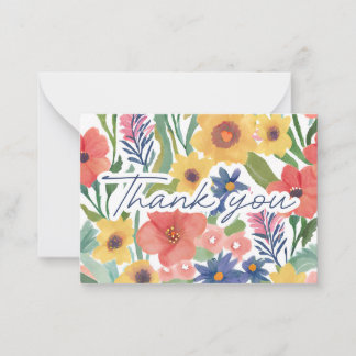 Watercolor Wildblommor av Gratitude Tackkort Anteckningskort