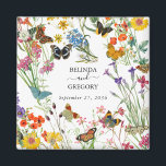 Watercolor Wildblommor Butterflies Blommigt Bröllo Magnet<br><div class="desc">En vacker vattenfärgsdesign i bröllop med vilda blommor och fjärilar. En färgstark arrangemang av vild blommor och fjärilar i en blommigt trädgård. En perfekt bröllopsdesign för alla som färgar fjärilar,  blommigtar med vattenfärg,  illustrationer av vilda blommor och botaniska temakonst i kärlek. Matchande bröllopsinbjudningar och andra kontorsartiklar finns också tillgängliga.</div>