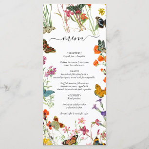 Watercolor Wildblommor Butterflies Blommigt Bröllo Meny