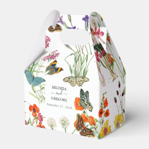 Watercolor Wildblommor Butterflies Blommigt Bröllo Presentaskar