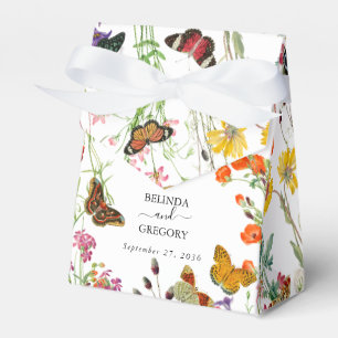 Watercolor Wildblommor Butterflies Blommigt Bröllo Presentaskar