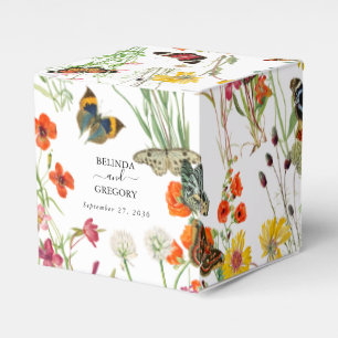 Watercolor Wildblommor Butterflies Blommigt Bröllo Presentaskar