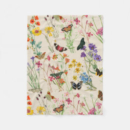 Watercolor Wildblommor & Butterflies Blommigt Gard Fleecefilt