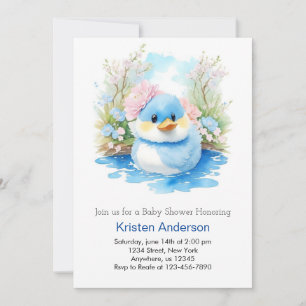 Watercolor Wildblommor Duckling Boy Shower Inbjudningar