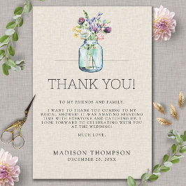 Watercolor Wildblommor Linen Boho Möhippa Tack Kort