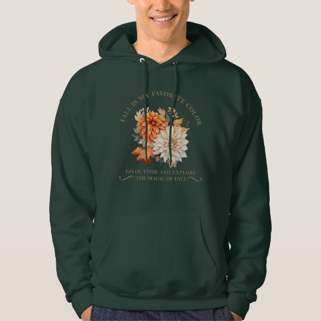Watercolor wildblommor löv faller höstcitat hoodie (Framsida)