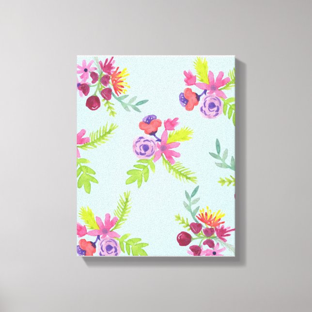 Watercolor Wildblommor Mönster Leggings Wrapping P Canvastryck (Framsida)