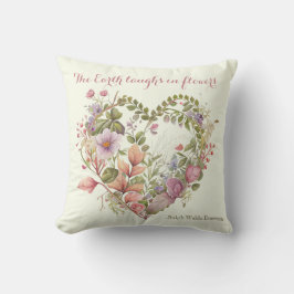 Watercolor Wildblommor och botanicals in a Heart Kudde