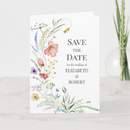 Watercolor Wildblommor Photo Save Date Card Inbjudan