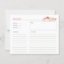 Watercolor Wildblommor Recept Card