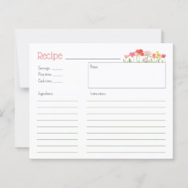 Watercolor Wildblommor Recept Card