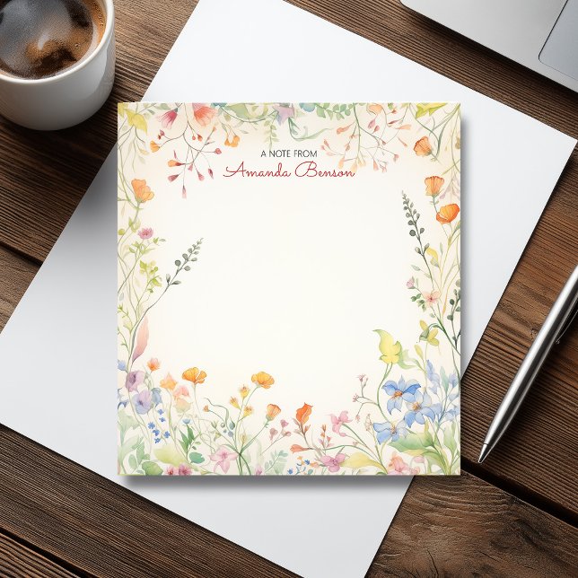 Watercolor Wildblommor Soft Pastel Blommigt Anteckningsblock (Watercolor Wildflowers Soft Pastel Floral Notepad)
