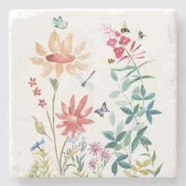 Watercolor Wildblommor Stenunderlägg
