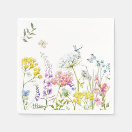 Watercolor Wildblommor Summer Meadow Blommigt Pappersservett
