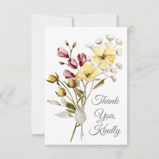 Watercolor Wildblommor Tack Kinely Flat Card
