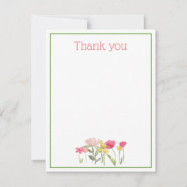 Watercolor Wildblommor Tack Kort