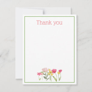 Watercolor Wildblommor Tack Kort